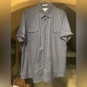 Calibrate Non-Iron Men's Short Sleeve Button-Up Shirt XXL Blue